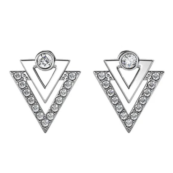 Geometric Triangle‎ Stud Earrings With Australian Crystals - Picture 1 of 7